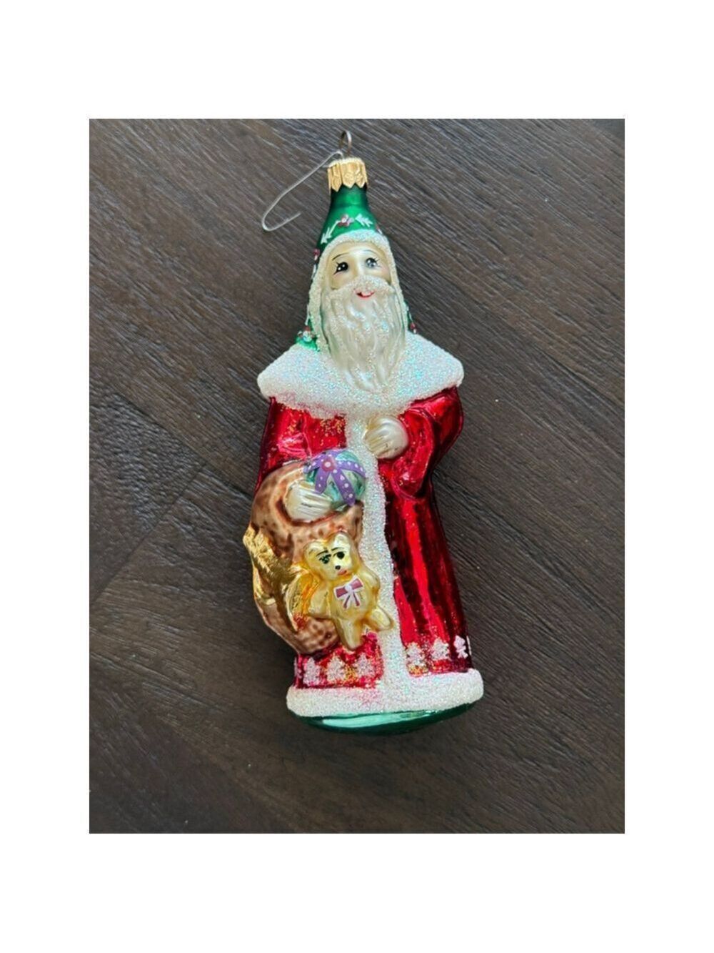 Christopher Radko Santa Claus Christmas Ornament Red Green blown mercury vintage